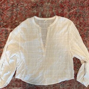 Treasure & Bond S White Grid Pattern Sheer Tunic Top